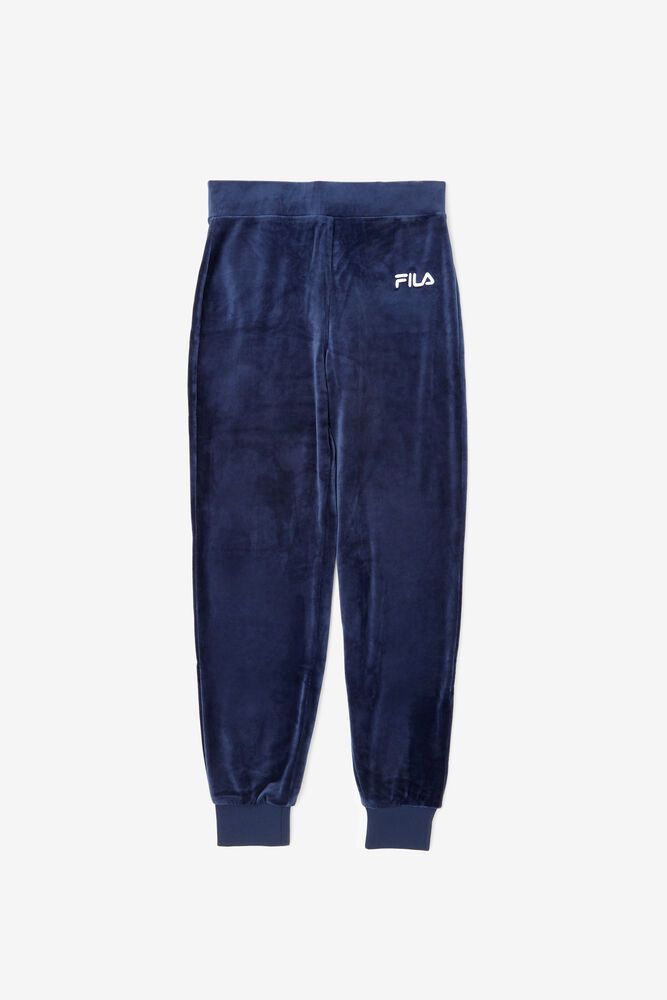 Fila Pants Sara Velour Jogger Womens Navy - India FKE-368479